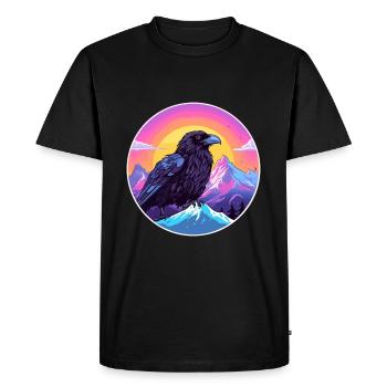 Corbeau Aquarelle Dessin Animé Kawaii Animal De Compagnie Coloré - T-shirt Premium bio Homme - noir - Devant - Nico (187cm)