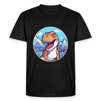 Dinosaure Aquarelle Dessin Animé Kawaii Animal Animal Colo - T-shirt Premium bio Homme - noir - Devant - Nico (187cm)