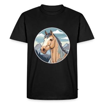 Cheval Aquarelle Dessin Animé Kawaii Animal De Compagnie Animal Colorfu - T-shirt Premium bio Homme - noir - Devant - Nico (187cm)