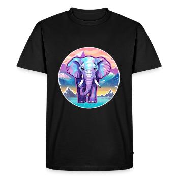 Éléphant Aquarelle Dessin Animé Kawaii Animal De Compagnie Colo - T-shirt Premium bio Homme - noir - Devant - Nico (187cm)