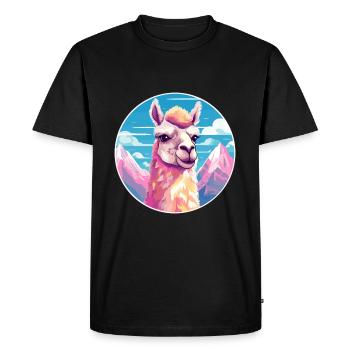 Lama Aquarelle Dessin Animé Kawaii Animal de compagnie Colorfu - T-shirt Premium bio Homme - noir - Devant - Nico (187cm)