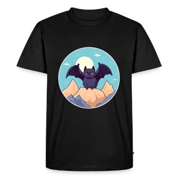 Bat Watercolor Cartoon Kawaii Pet Animal Colorful - Men's Premium Organic T-Shirt - black - Front - Nico (187cm)