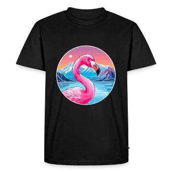 Flamingo Watercolor Cartoon Kawaii Pet Animal Colo - Men's Premium Organic T-Shirt - black - Front - Nico (187cm)