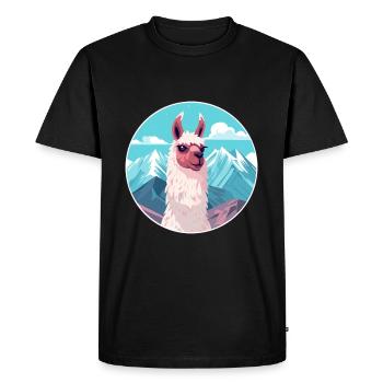 Lama Aquarelle Dessin Animé Kawaii Animal de compagnie Colorfu - T-shirt Premium bio Homme - noir - Devant - Nico (187cm)