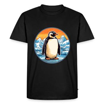 Pingouin Aquarelle Dessin Animé Kawaii Animal De Compagnie Animal Couleur - T-shirt Premium bio Homme - noir - Devant - Nico (187cm)