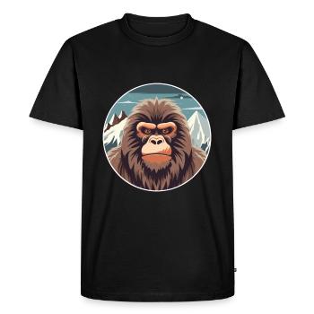 Babouin Aquarelle Dessin Animé Kawaii Animal De Compagnie Colorf - T-shirt Premium bio Homme - noir - Devant - Nico (187cm)