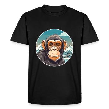 Chimpanzé aquarelle dessin animé kawaii animal de compagnie Co - T-shirt Premium bio Homme - noir - Devant - Nico (187cm)
