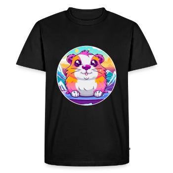Hamster Aquarelle Dessin Animé Kawaii Animaux De Compagnie Animal Couleur - T-shirt Premium bio Homme - noir - Devant - Nico (187cm)