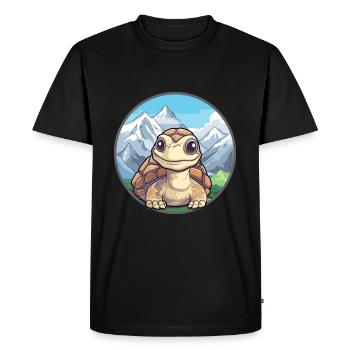 Tortue Aquarelle Dessin Animé Kawaii Animal De Compagnie Colorf - T-shirt Premium bio Homme - noir - Devant - Nico (187cm)