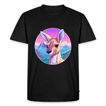 Kangourou Aquarelle Dessin Animé Kawaii Animal Animal Colo - T-shirt Premium bio Homme - noir - Devant - Nico (187cm)