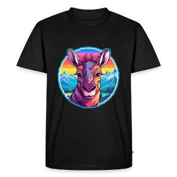 Okapi Watercolor Cartoon Kawaii Pet Animal Colorfu - Men's Premium Organic T-Shirt - black - Front - Nico (187cm)