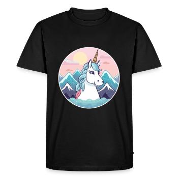 Licorne Aquarelle Dessin Animé Kawaii Animal De Compagnie Animal Couleur - T-shirt Premium bio Homme - noir - Devant - Nico (187cm)
