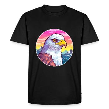 Hawk Watercolor Cartoon Kawaii Pet Animal Colorful - Men's Premium Organic T-Shirt - black - Front - Nico (187cm)