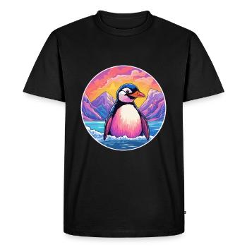 Pingouin Aquarelle Dessin Animé Kawaii Animal De Compagnie Animal Couleur - T-shirt Premium bio Homme - noir - Devant - Nico (187cm)