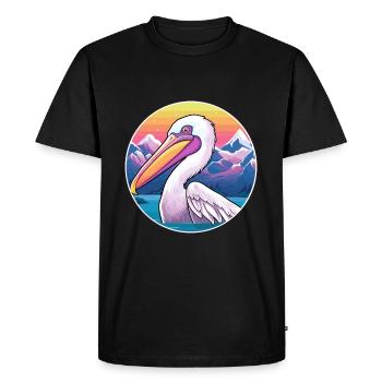 Pélican Aquarelle Dessin Animé Kawaii Animal De Compagnie Animal Couleur - T-shirt Premium bio Homme - noir - Devant - Nico (187cm)