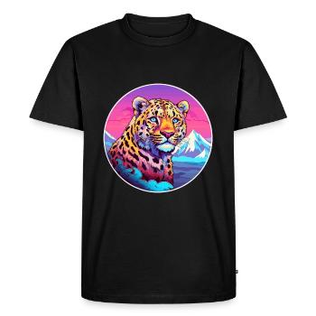 Léopard Aquarelle Dessin Animé Kawaii Animal De Compagnie Animal Couleur - T-shirt Premium bio Homme - noir - Devant - Nico (187cm)