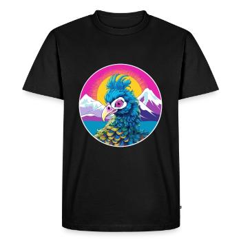Paon Aquarelle Dessin Animé Kawaii Animal De Compagnie Animal Couleur - T-shirt Premium bio Homme - noir - Devant - Nico (187cm)