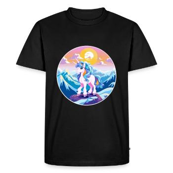 Poney Aquarelle Dessin Animé Kawaii Animal De Compagnie Coloré - T-shirt Premium bio Homme - noir - Devant - Nico (187cm)