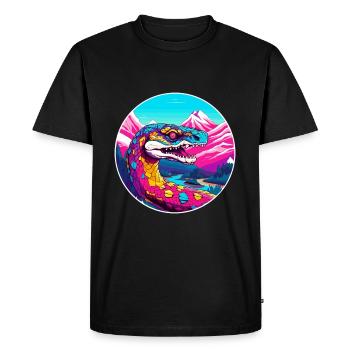 Serpent Aquarelle Dessin Animé Kawaii Animal De Compagnie Animal Colorfu - T-shirt Premium bio Homme - noir - Devant - Nico (187cm)