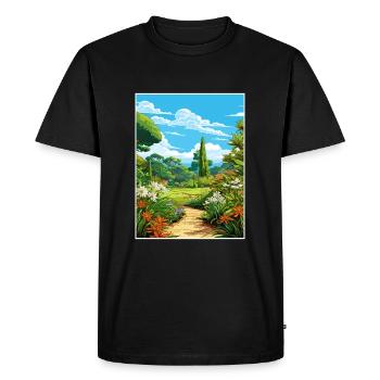 Trebah Garden Cornwall Affiche de voyage Vintage WPA - T-shirt Premium bio Homme - noir - Devant - Nico (187cm)