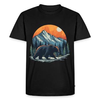 Aventure, Alpinisme, Sauvage Camping Ours - T-shirt Premium bio Homme - noir - Devant - Nico (187cm)