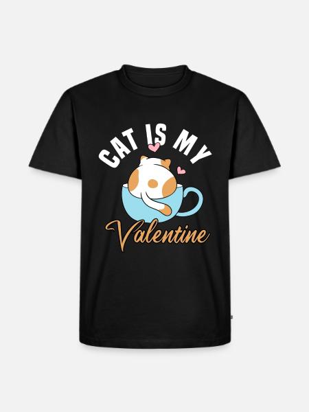 Le chat est mon Valentin - T-shirt Premium bio Homme - noir