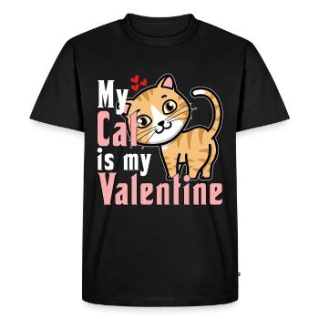 Mon chat est mon Valentin - T-shirt Premium bio Homme - noir - Devant - Nico (187cm)