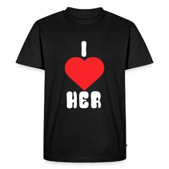 Je l’aime - T-shirt Premium bio Homme - noir - Devant - Nico (187cm)