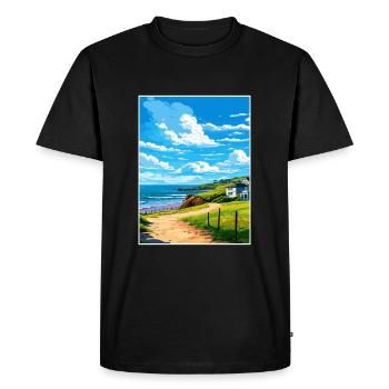 Polzeath Cornwall Vintage voyage affiche Souvenir - T-shirt Premium bio Homme - noir - Devant - Nico (187cm)