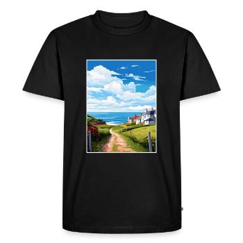 St Agnes Cornwall Vintage Travel Poster Souvenir - Men's Premium Organic T-Shirt - black - Front - Nico (187cm)