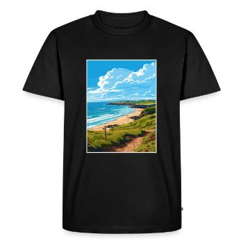 Polkerris Cornwall Vintage voyage affiche Souvenir - T-shirt Premium bio Homme - noir - Devant - Nico (187cm)