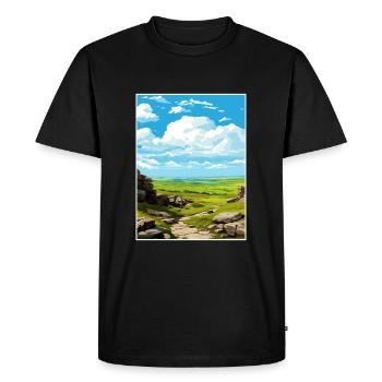 Bodmin Moor England Vintage Travel Poster Souvenir - Men's Premium Organic T-Shirt - black - Front - Nico (187cm)