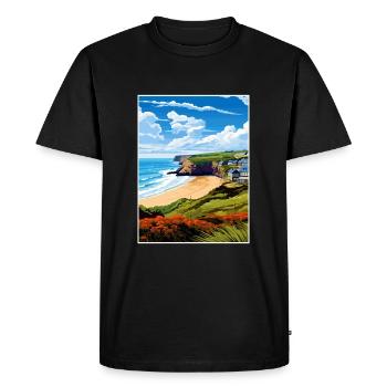 Porthtowan Cornouailles Vintage voyage affiche Souvenir - T-shirt Premium bio Homme - noir - Devant - Nico (187cm)
