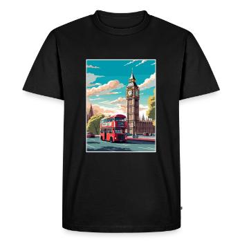 Big Ben Londres Vintage voyage affiche WPA Souvenir - T-shirt Premium bio Homme - noir - Devant - Nico (187cm)