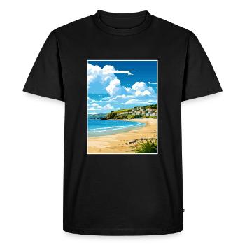 Porth Cornwall Vintage voyage affiche WPA Souvenir - T-shirt Premium bio Homme - noir - Devant - Nico (187cm)