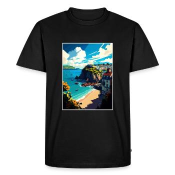 Torquay England Vintage Travel Poster WPA Souvenir - Men's Premium Organic T-Shirt - black - Front - Nico (187cm)