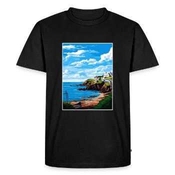 Portloe Cornwall Vintage voyage affiche Souvenir - T-shirt Premium bio Homme - noir - Devant - Nico (187cm)
