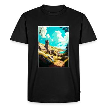 St Agnes England Vintage Travel Poster Souvenir - Men's Premium Organic T-Shirt - black - Front - Nico (187cm)