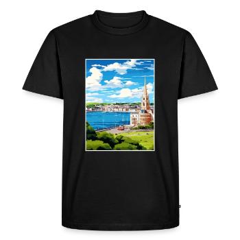 Plymouth Angleterre Vintage voyage affiche Souvenir - T-shirt Premium bio Homme - noir - Devant - Nico (187cm)