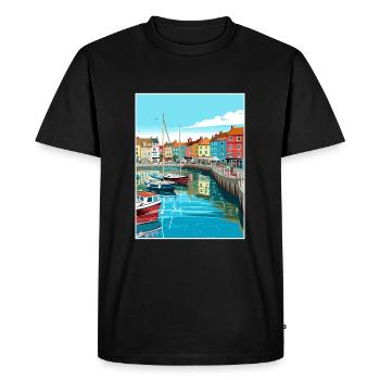 Weymouth England Vintage Travel Poster Souvenir - Men's Premium Organic T-Shirt - black - Front - Nico (187cm)