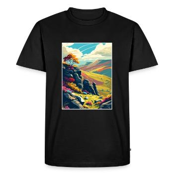 Peak District Royaume-Uni Vintage voyage affiche Souvenir - T-shirt Premium bio Homme - noir - Devant - Nico (187cm)