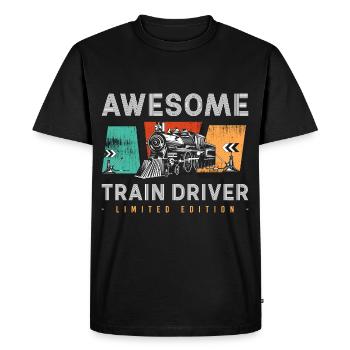 Train Driver Railway Worker Occupation Station - Men's Premium Organic T-Shirt - black - Front - Nico (187cm)