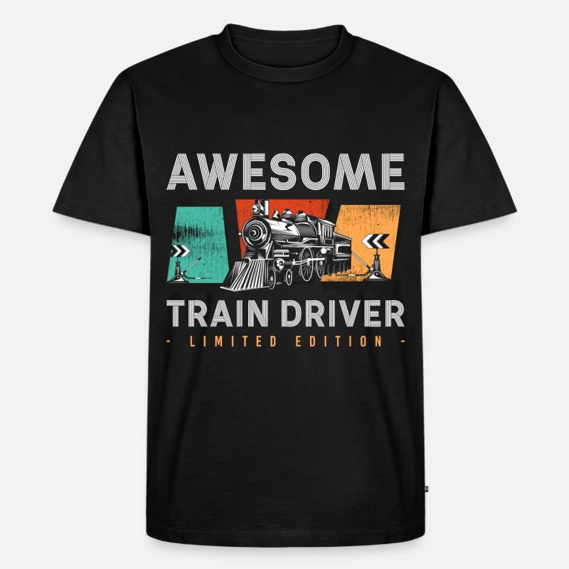 Zugführer Eisenbahner Beruf Bahnhof - Männer Premium Bio T-Shirt - Schwarz