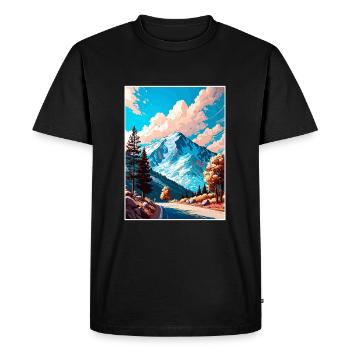Mont Wilson Californie Vintage voyage affiche WPA - T-shirt Premium bio Homme - noir - Devant - Nico (187cm)