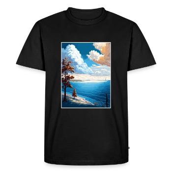 Lake Erie New York State Vintage Travel Poster WPA - Men's Premium Organic T-Shirt - black - Front - Nico (187cm)