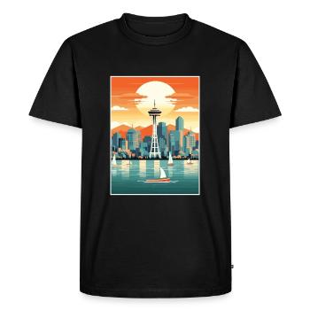 Vancouver Canada décoration Vintage affiche de voyage - T-shirt Premium bio Homme - noir - Devant - Nico (187cm)