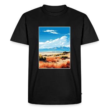 Antelope Island State Park Utah Travel Poster - Men's Premium Organic T-Shirt - black - Front - Nico (187cm)