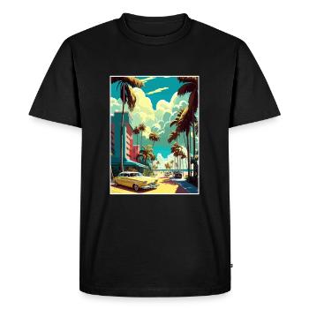 South Beach Floride Vintage voyage affiche Souvenir - T-shirt Premium bio Homme - noir - Devant - Nico (187cm)