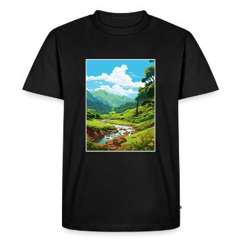 Waimea Valley Hawaï Vintage voyage affiche WPA Art - T-shirt Premium bio Homme - noir - Devant - Nico (187cm)