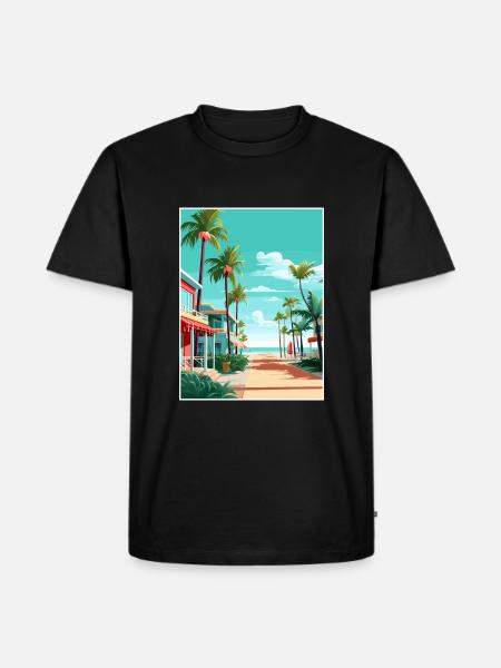 South Beach Texas Vintage Travel Poster Souvenir - Men's Premium Organic T-Shirt - black